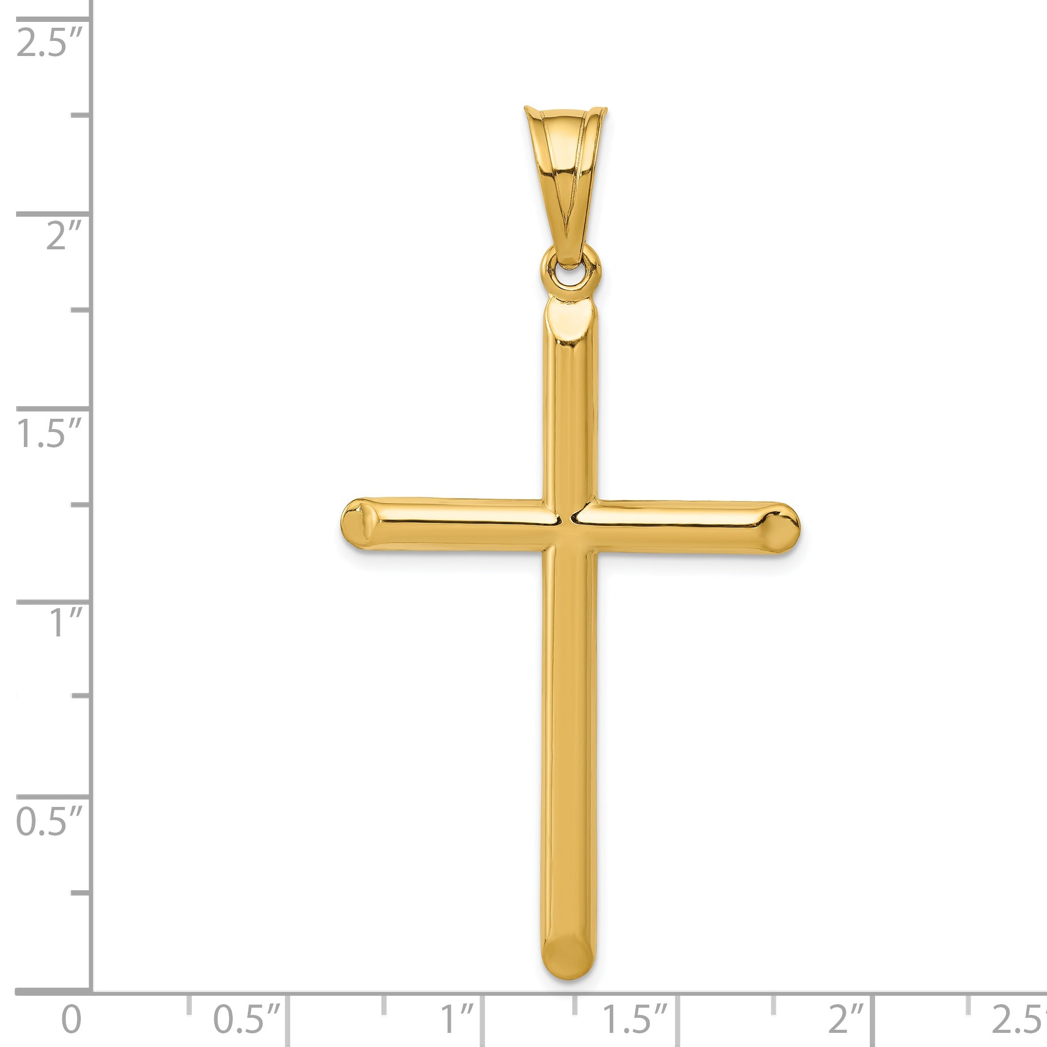 14K Yellow Gold 3-D Hollow Cross Pendant