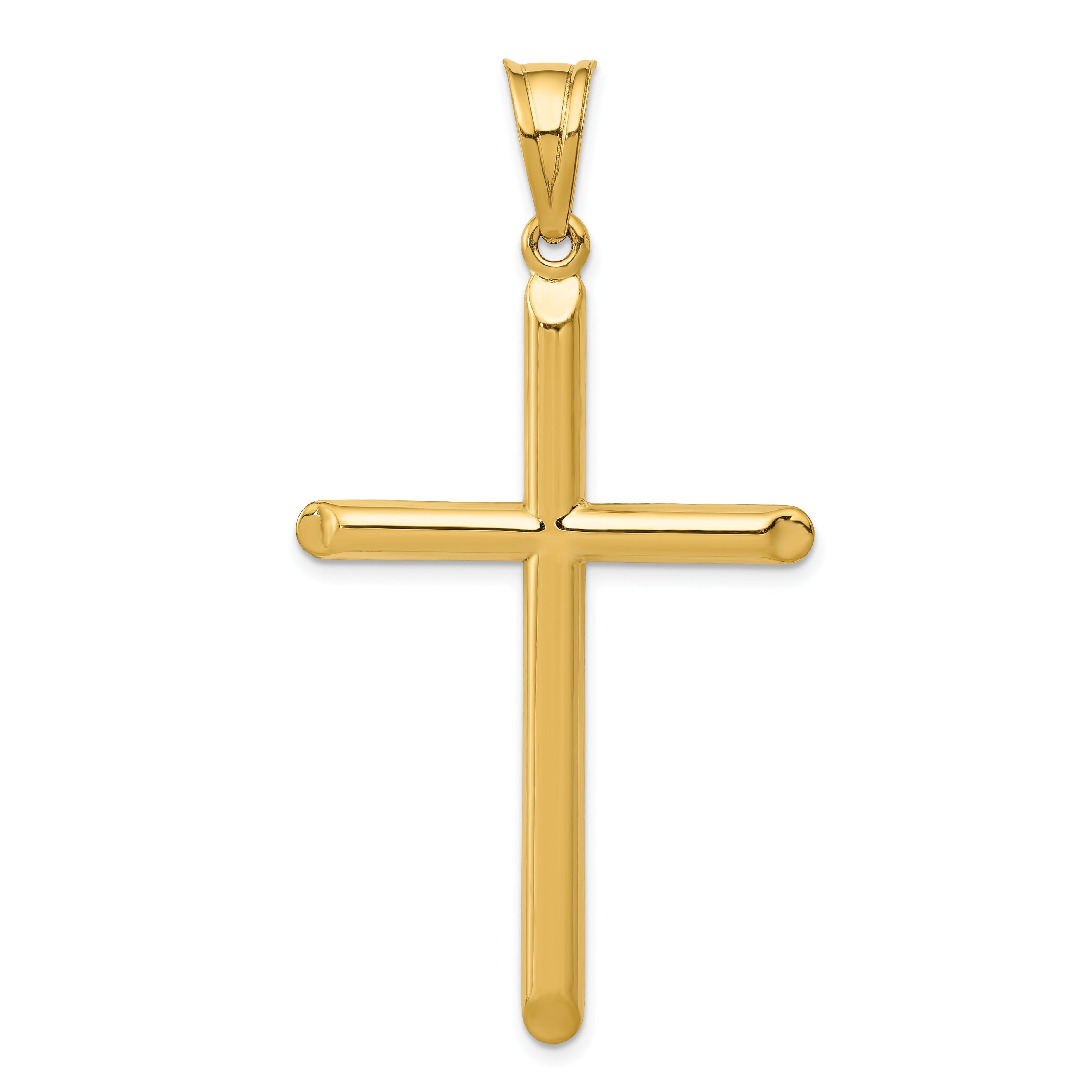14K Yellow Gold 3-D Hollow Cross Pendant