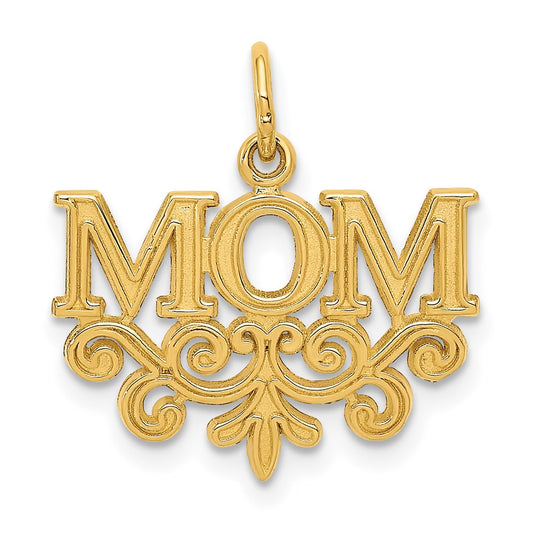 14K Yellow Gold Mom Charm