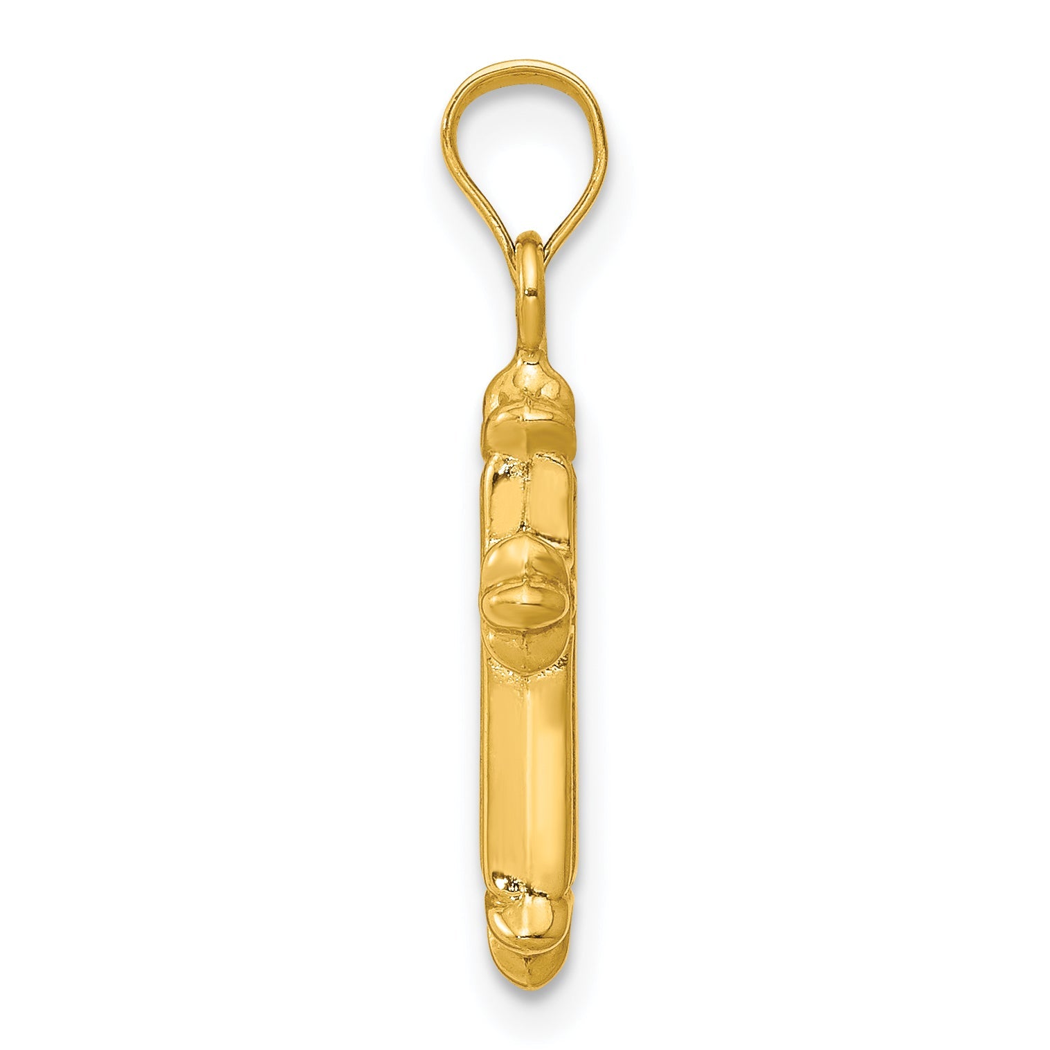 14K Yellow Gold Fleur De Lis Hollow Cross Charm