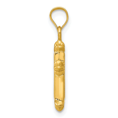 14K Yellow Gold Fleur De Lis Hollow Cross Charm