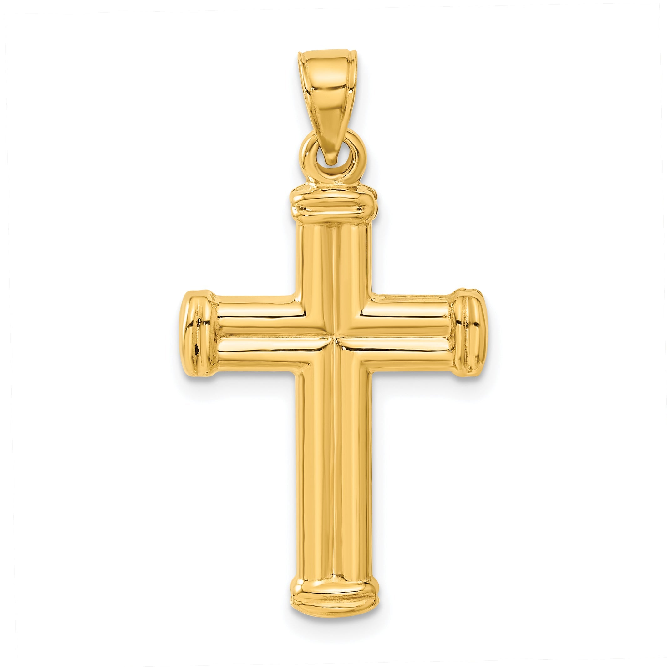 14K Yellow Gold Hollow Cross Pendant
