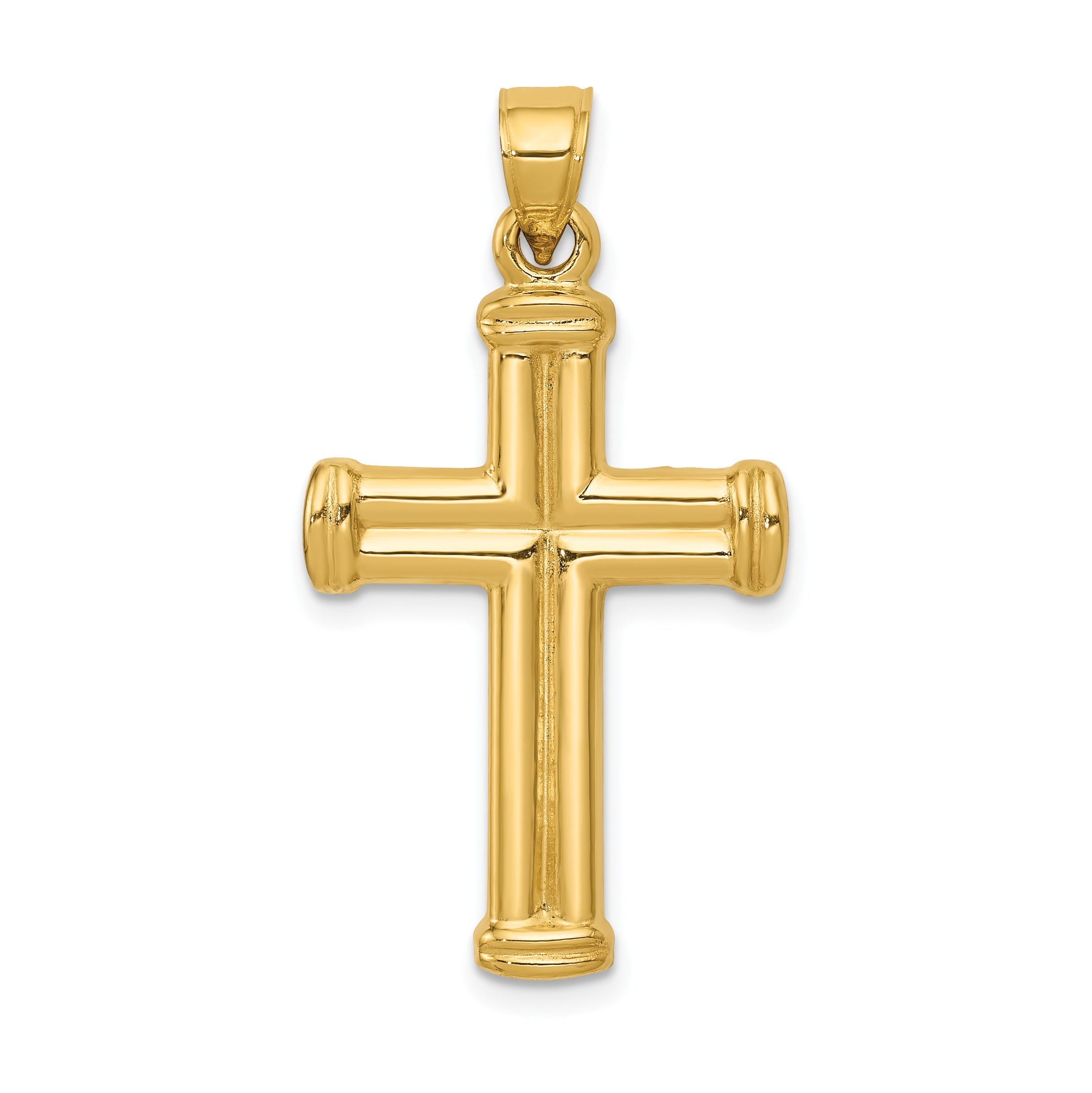 14K Yellow Gold Hollow Cross Pendant