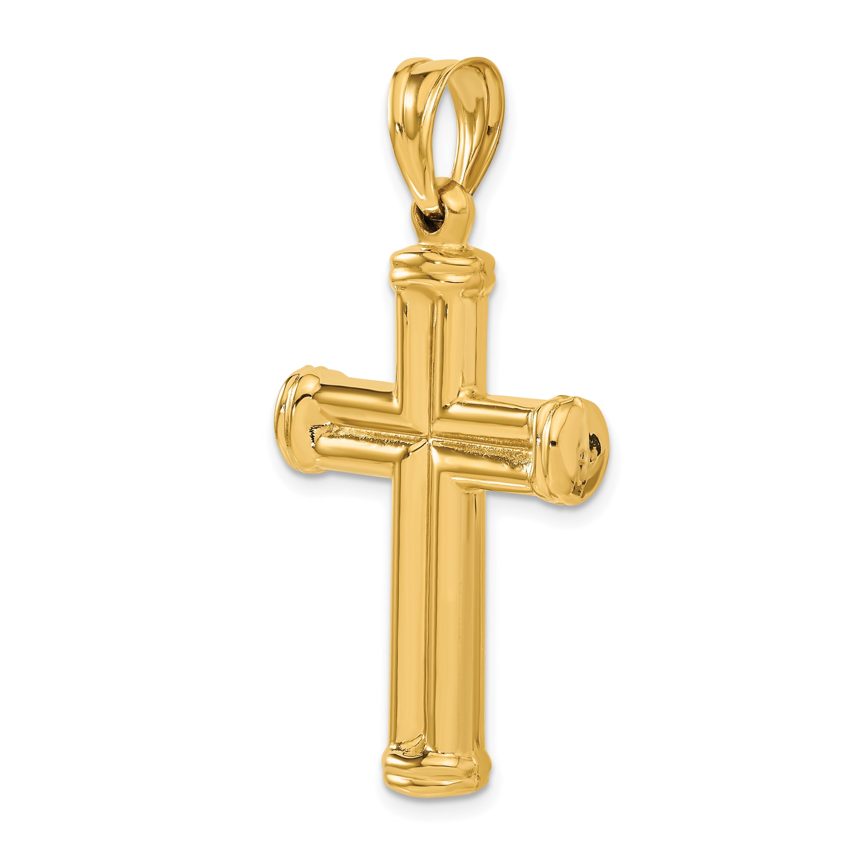 14K Yellow Gold Hollow Cross Pendant