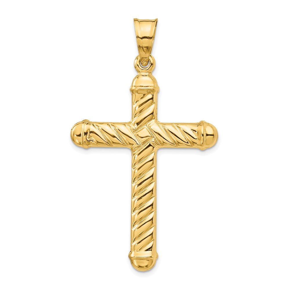 14K Yellow Gold Hollow Cross Pendant
