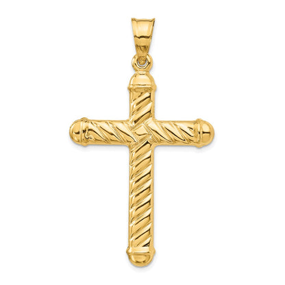 14K Yellow Gold Hollow Cross Pendant