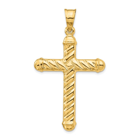 14K Yellow Gold Hollow Cross Pendant