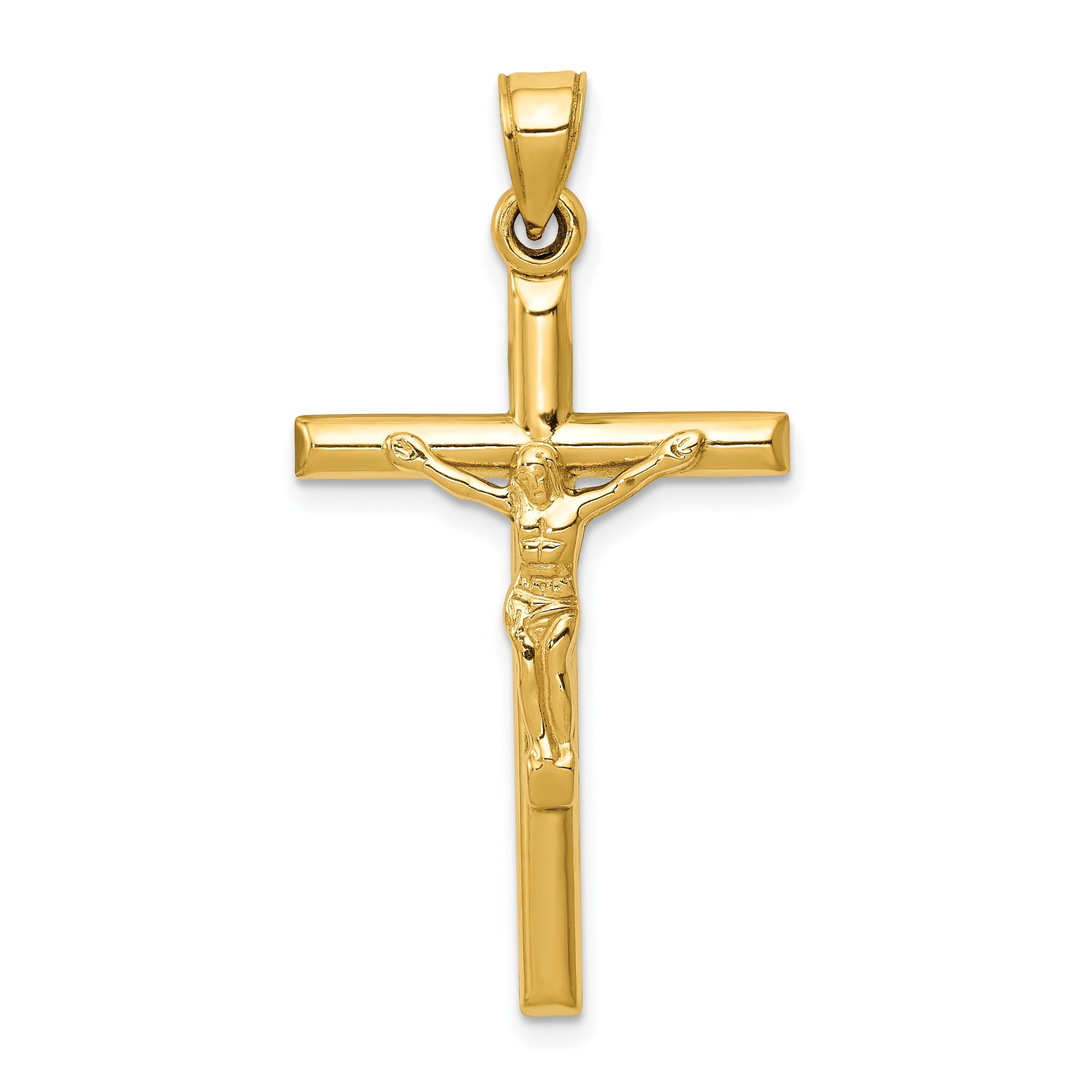 14K Yellow Gold Hollow Crucifix Pendant