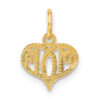 14K Yellow Gold Mom Heart Charm