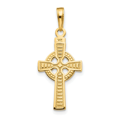 14K Yellow Gold Reversible God Is Love Celtic Cross Pendant
