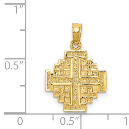 14K Yellow Gold Jerusalem Cross Pendant