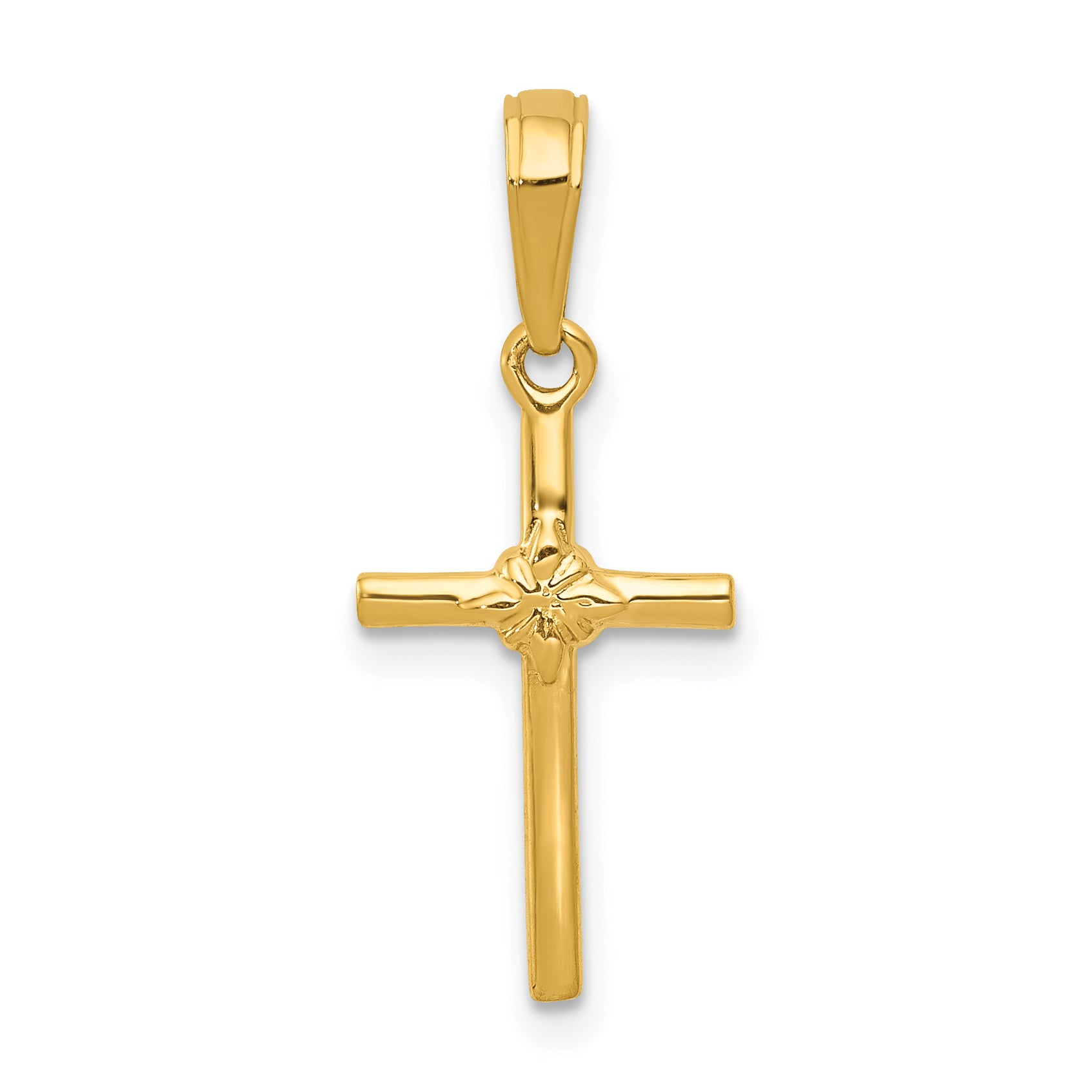 14K Yellow Gold Polished Cross Charm