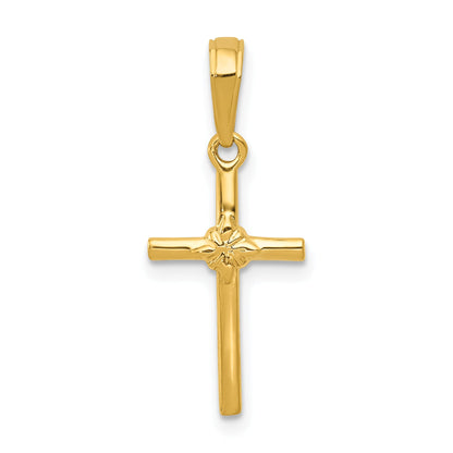 14K Yellow Gold Polished Cross Charm