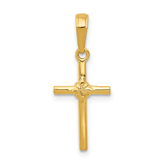 14K Yellow Gold Polished Cross Charm