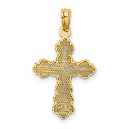 14K Yellow Gold Scalloped Cross Charm