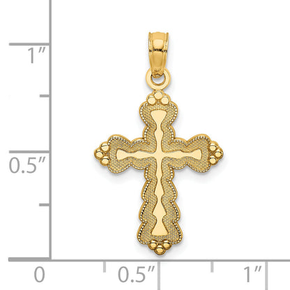 14K Yellow Gold Scalloped Cross Charm