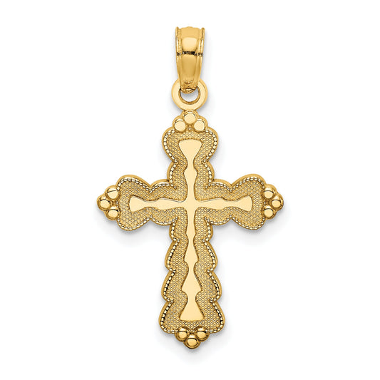 14K Yellow Gold Scalloped Cross Charm