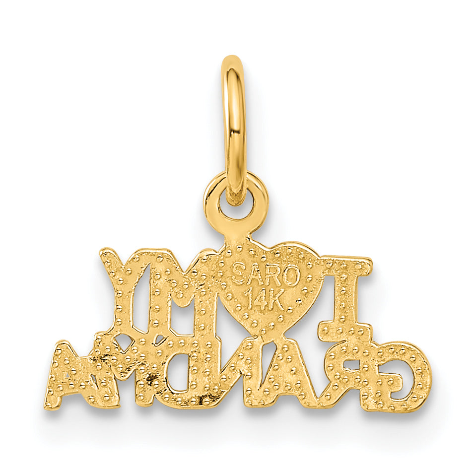 14K Yellow Gold I Heart My Grandma Charm