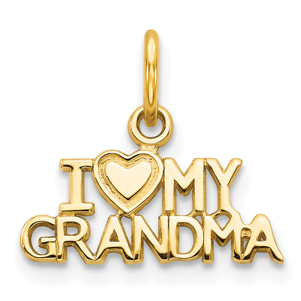14K Yellow Gold I Heart My Grandma Charm