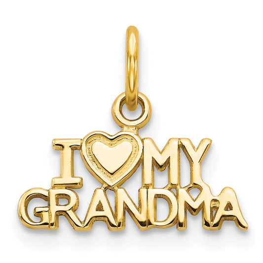 14K Yellow Gold I Heart My Grandma Charm