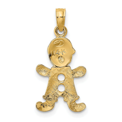 14K Yellow Gold Playful Boy W/Cut Out Buttons Charm