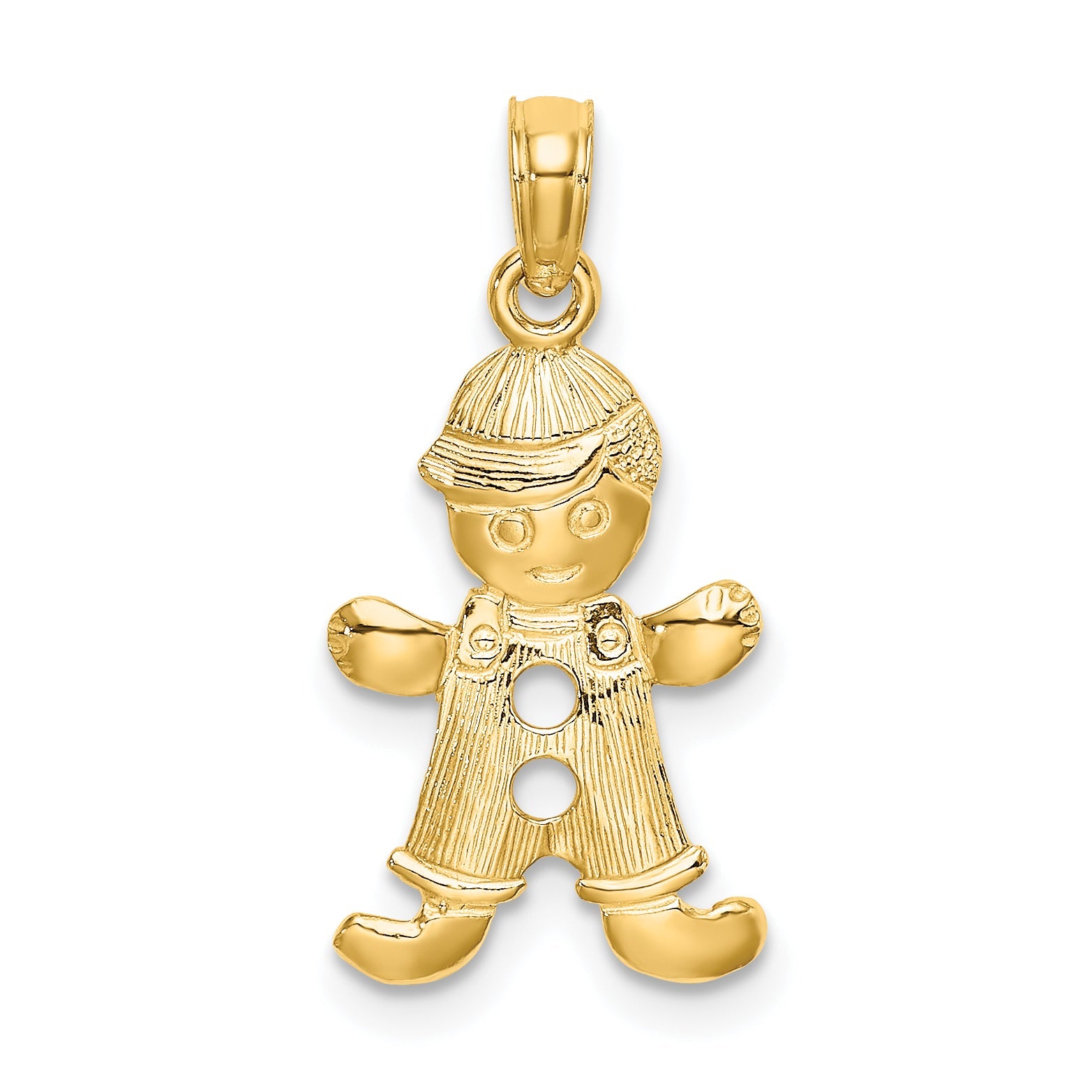 14K Yellow Gold Playful Boy W/Cut Out Buttons Charm