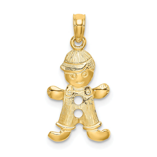 14K Yellow Gold Playful Boy W/Cut Out Buttons Charm