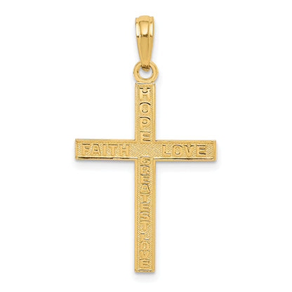 14K Yellow Gold Reversible Faith Hope Love Cross Pendant