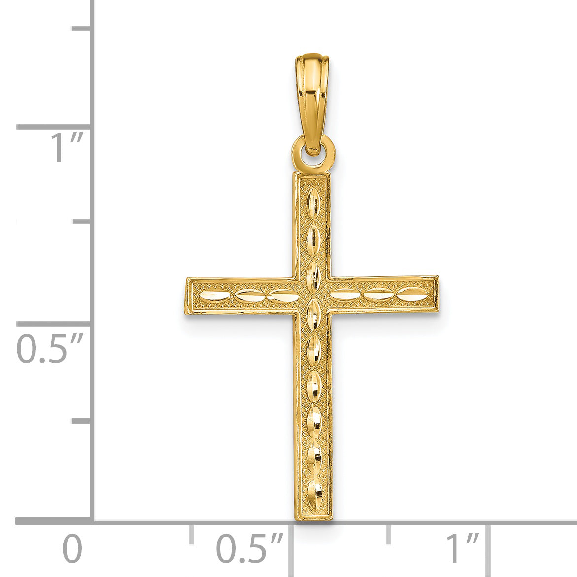 14K Yellow Gold Reversible Faith Hope Love Cross Pendant