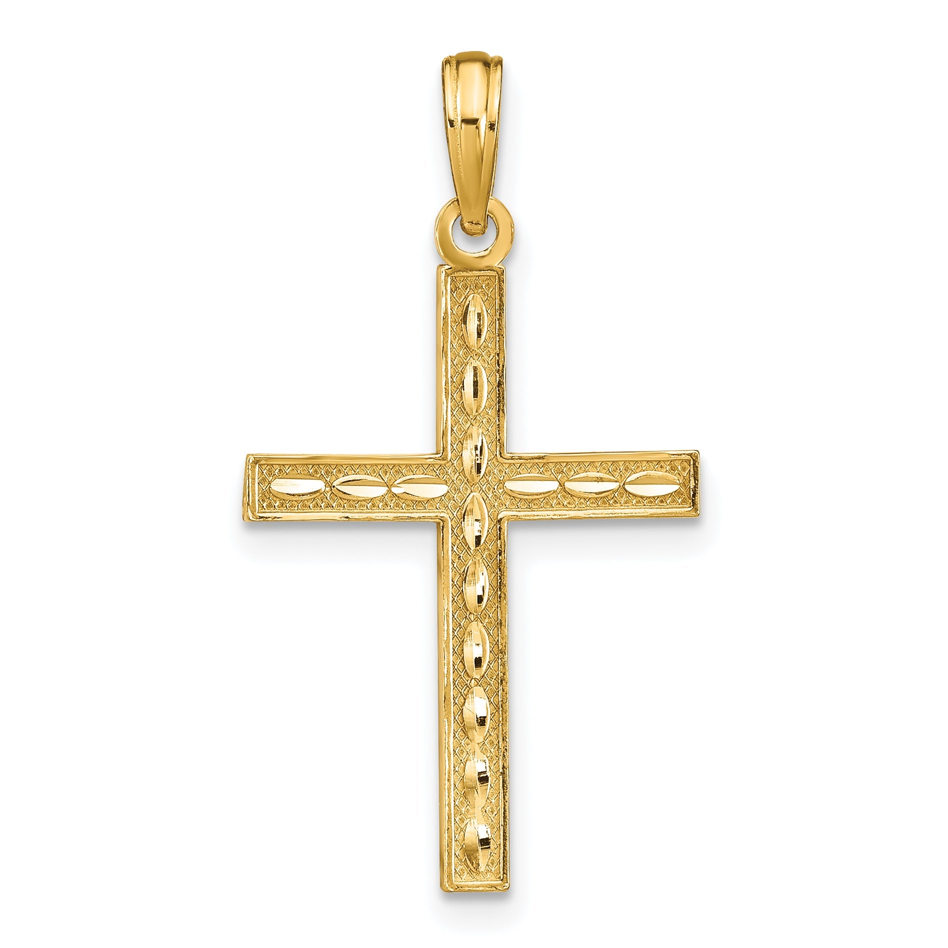 14K Yellow Gold Reversible Faith Hope Love Cross Pendant