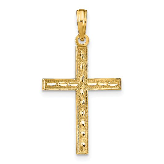 14K Yellow Gold Reversible Faith Hope Love Cross Pendant