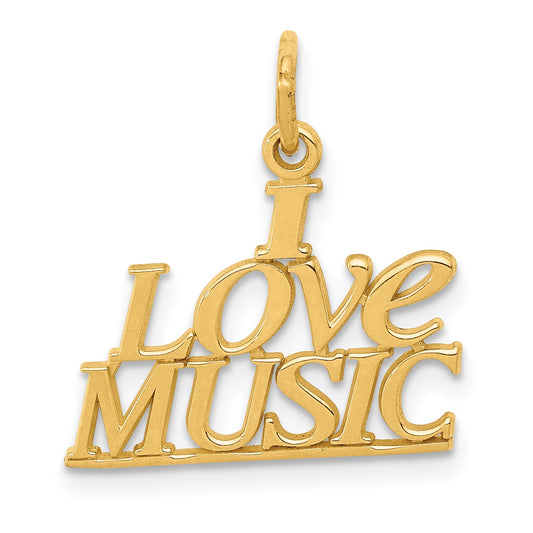 14K Yellow Gold I Love Music Charm