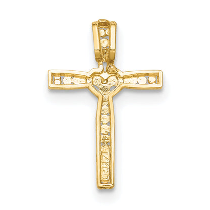 14K Yellow & Rhodium W/Rhodium Cross Pendant