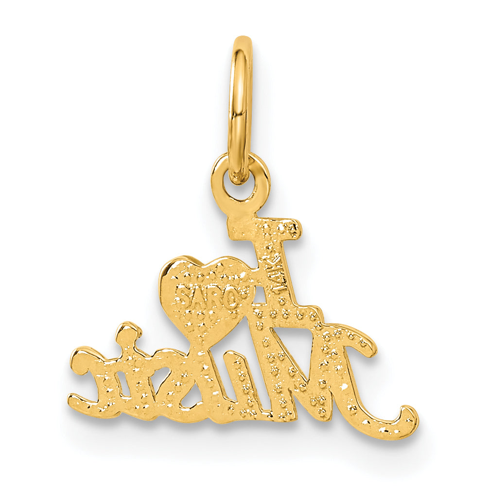 14K Yellow Gold I Heart Music Charm