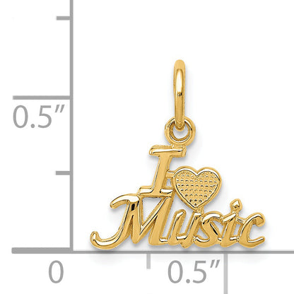14K Yellow Gold I Heart Music Charm