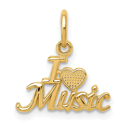 14K Yellow Gold I Heart Music Charm