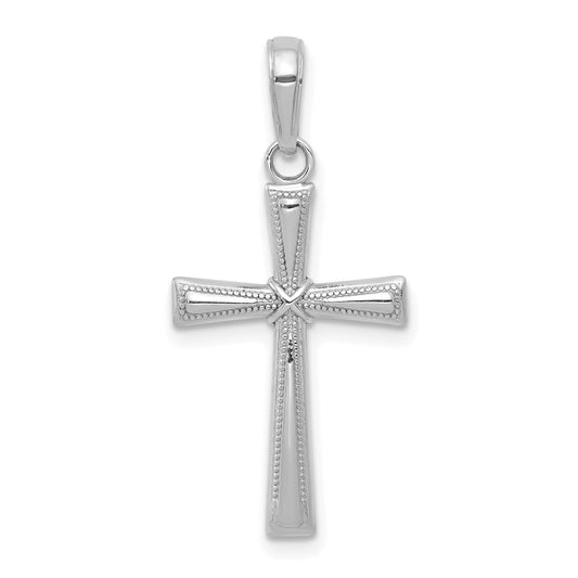 14K White Gold Diamond-Cut X Cross Pendant