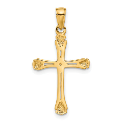 14K Yellow Gold Cross With Triangle Tips Pendant