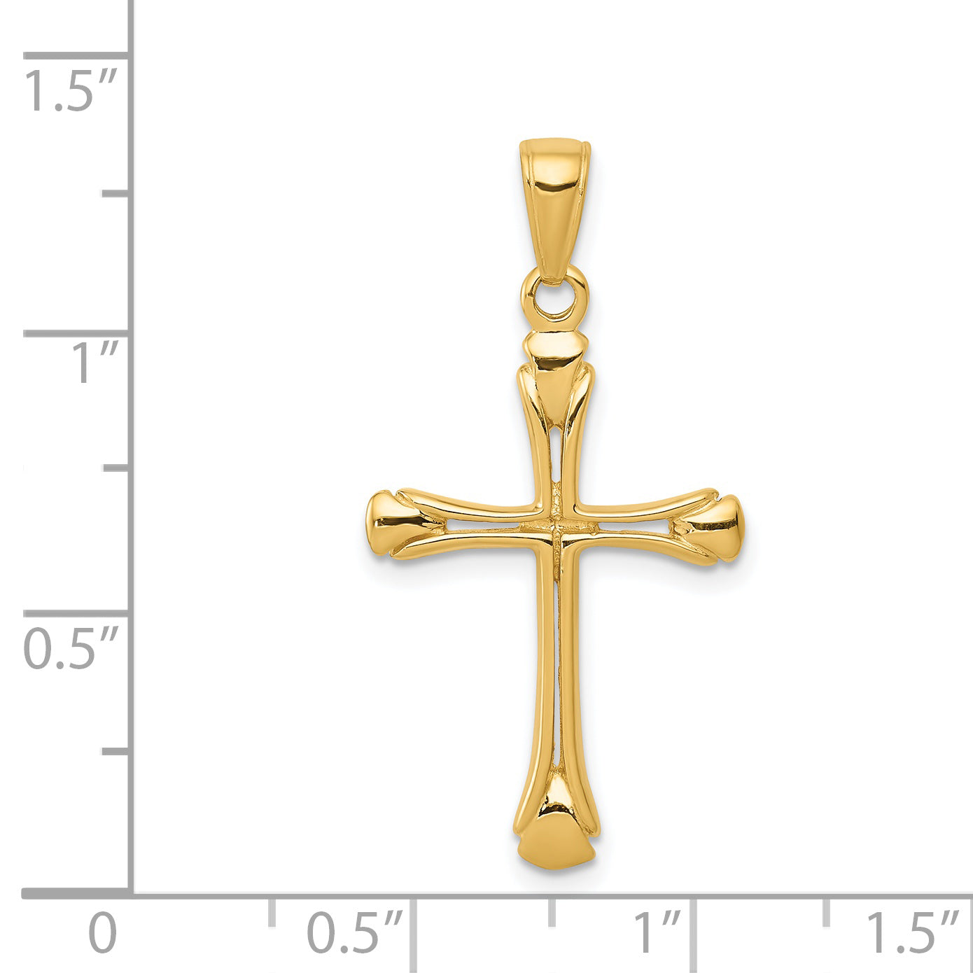 14K Yellow Gold Cross With Triangle Tips Pendant