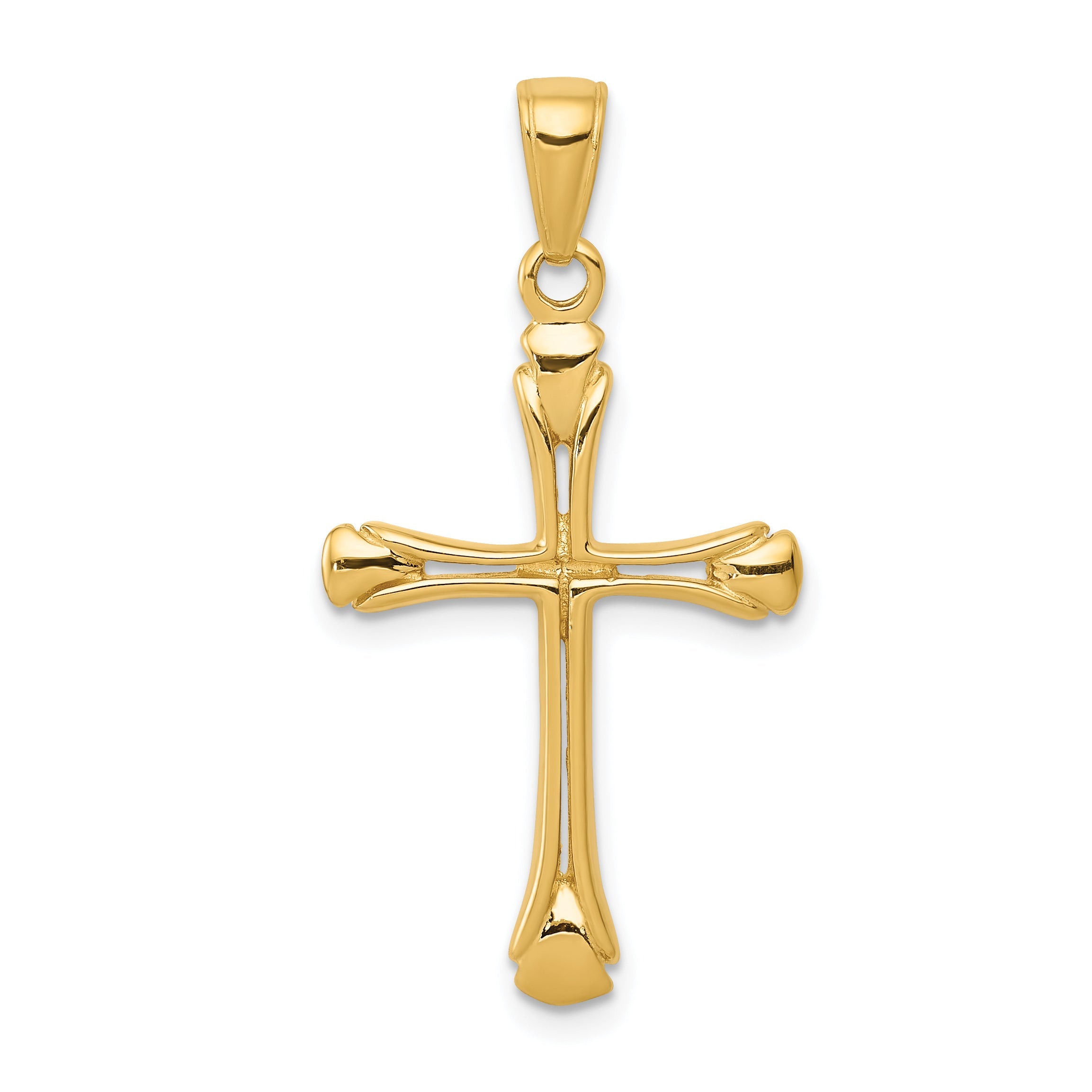 14K Yellow Gold Cross With Triangle Tips Pendant