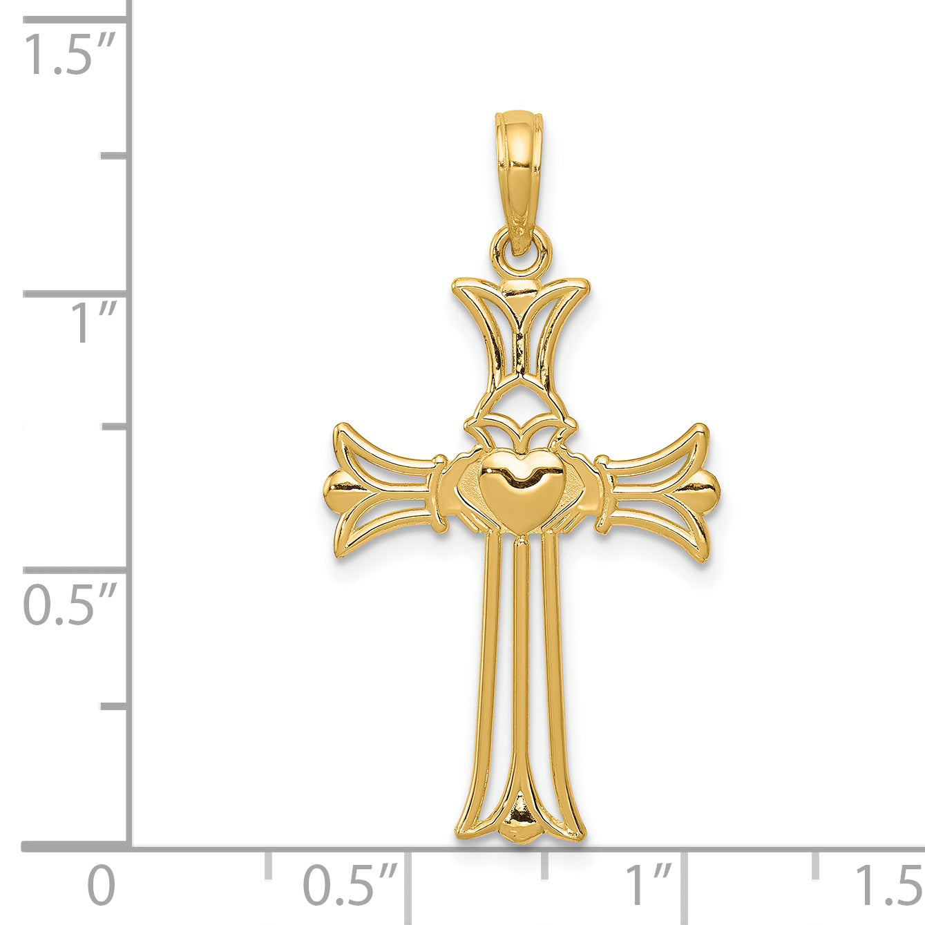 14K Yellow Gold Claddagh Cross Pendant