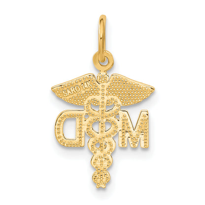 14K Yellow Gold M.D. Caduceus Charm