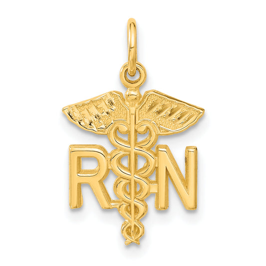14K Yellow Gold Rn Nurse Charm