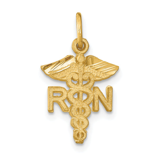 14K Yellow Gold Rn Nurse Charm