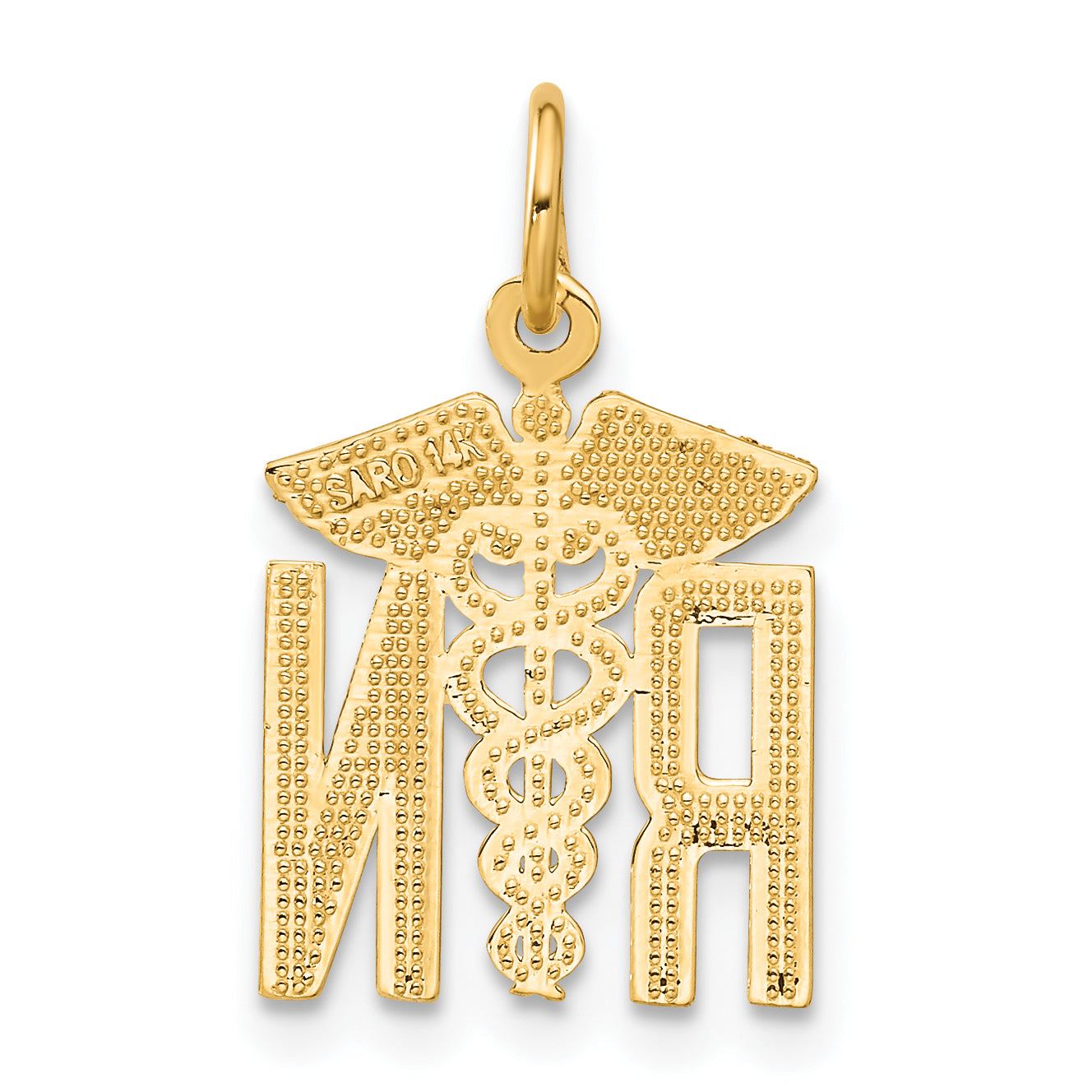 14K Yellow Gold Rn Nurse Charm