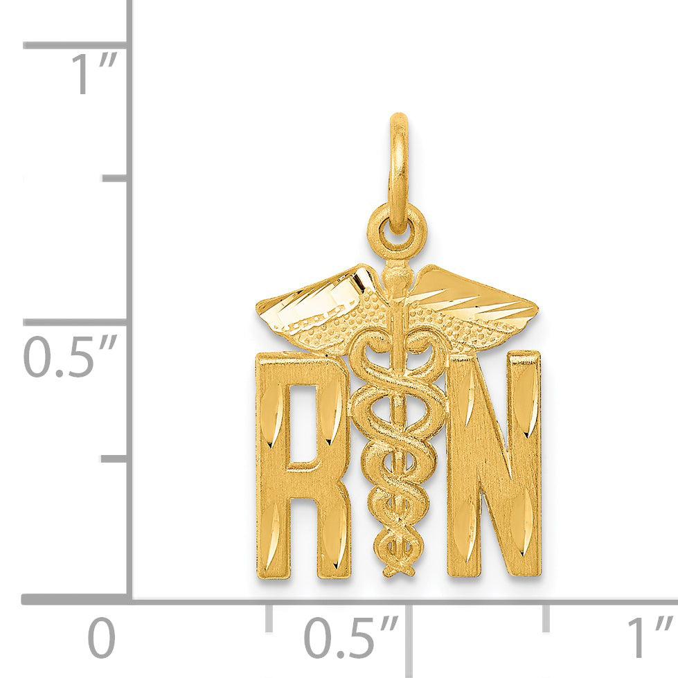 14K Yellow Gold Rn Nurse Charm