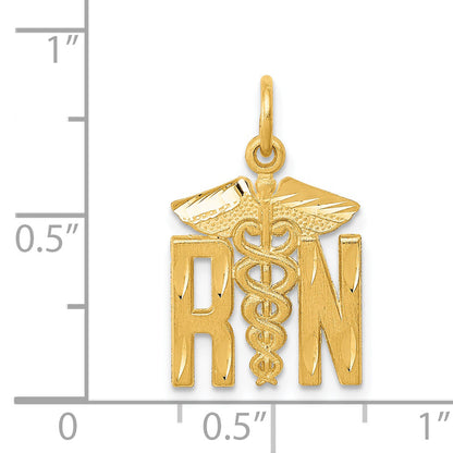14K Yellow Gold Rn Nurse Charm