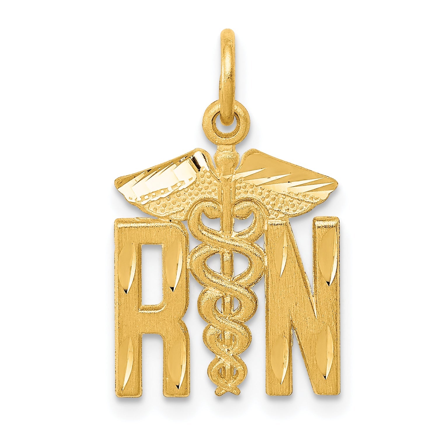 14K Yellow Gold Rn Nurse Charm