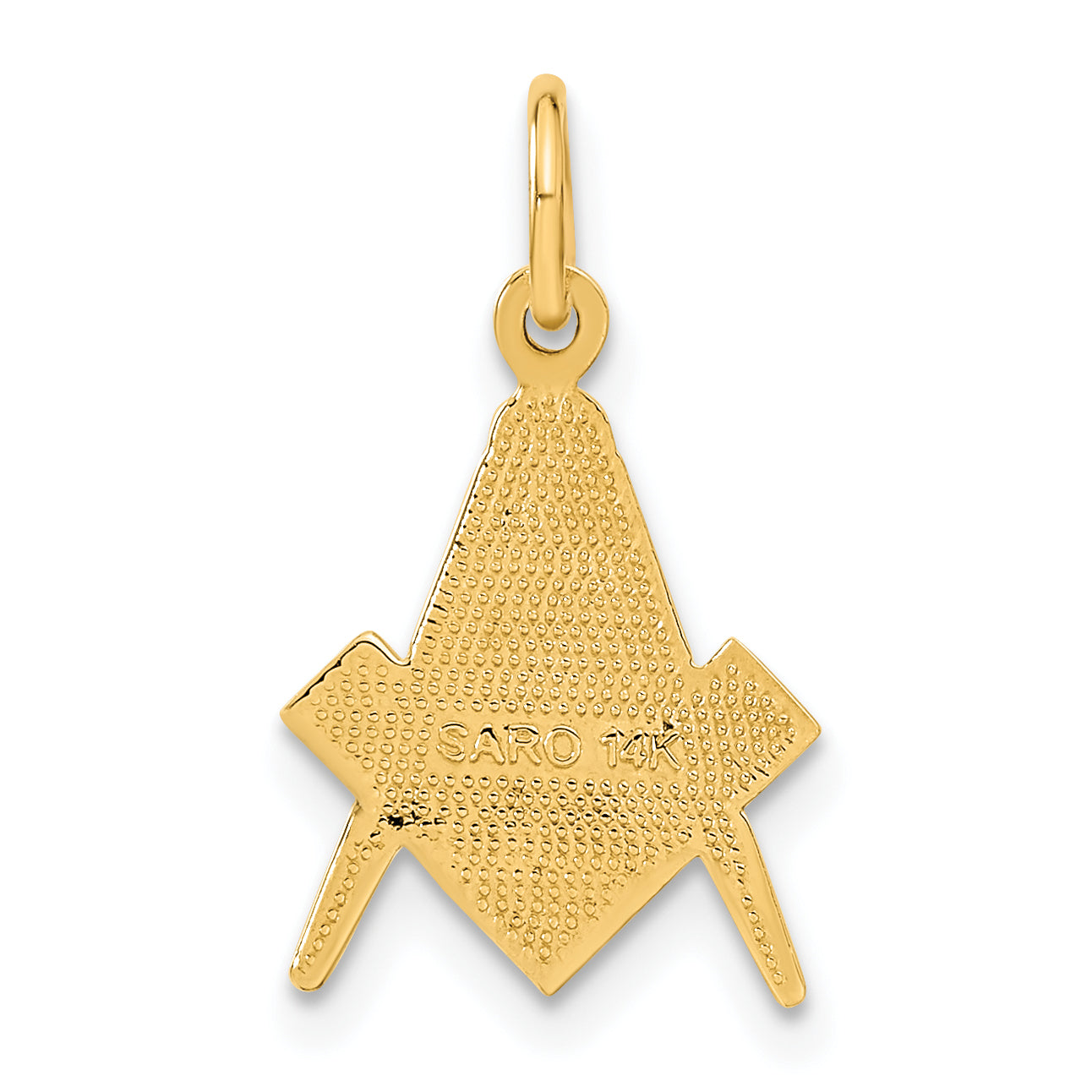 14K Yellow Gold Polished And Textured Masonic Symbol Charm