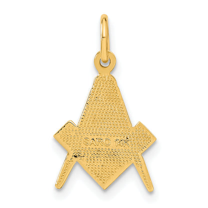 14K Yellow Gold Polished And Textured Masonic Symbol Charm